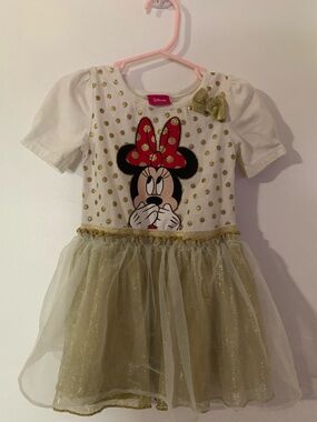 Disney Minnie Mouse White, Gold & Red Tulle Dress Costume